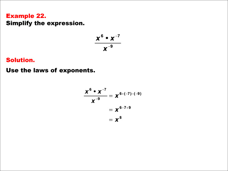 Math Example--Exponential Concepts--Laws of Exponents: Example 22
