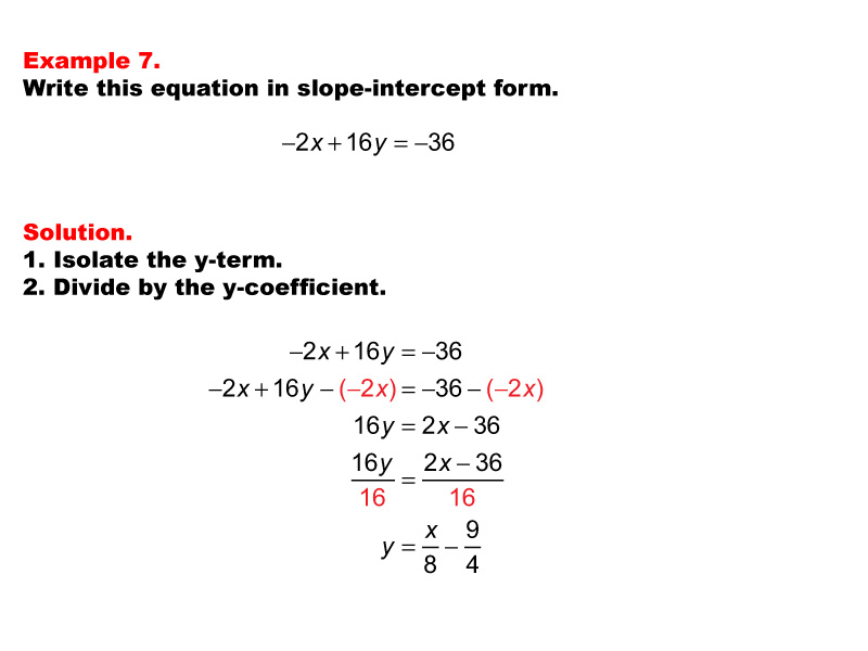 Math Example: Linear Equations in Standard Form: Example 07 | Media4Math