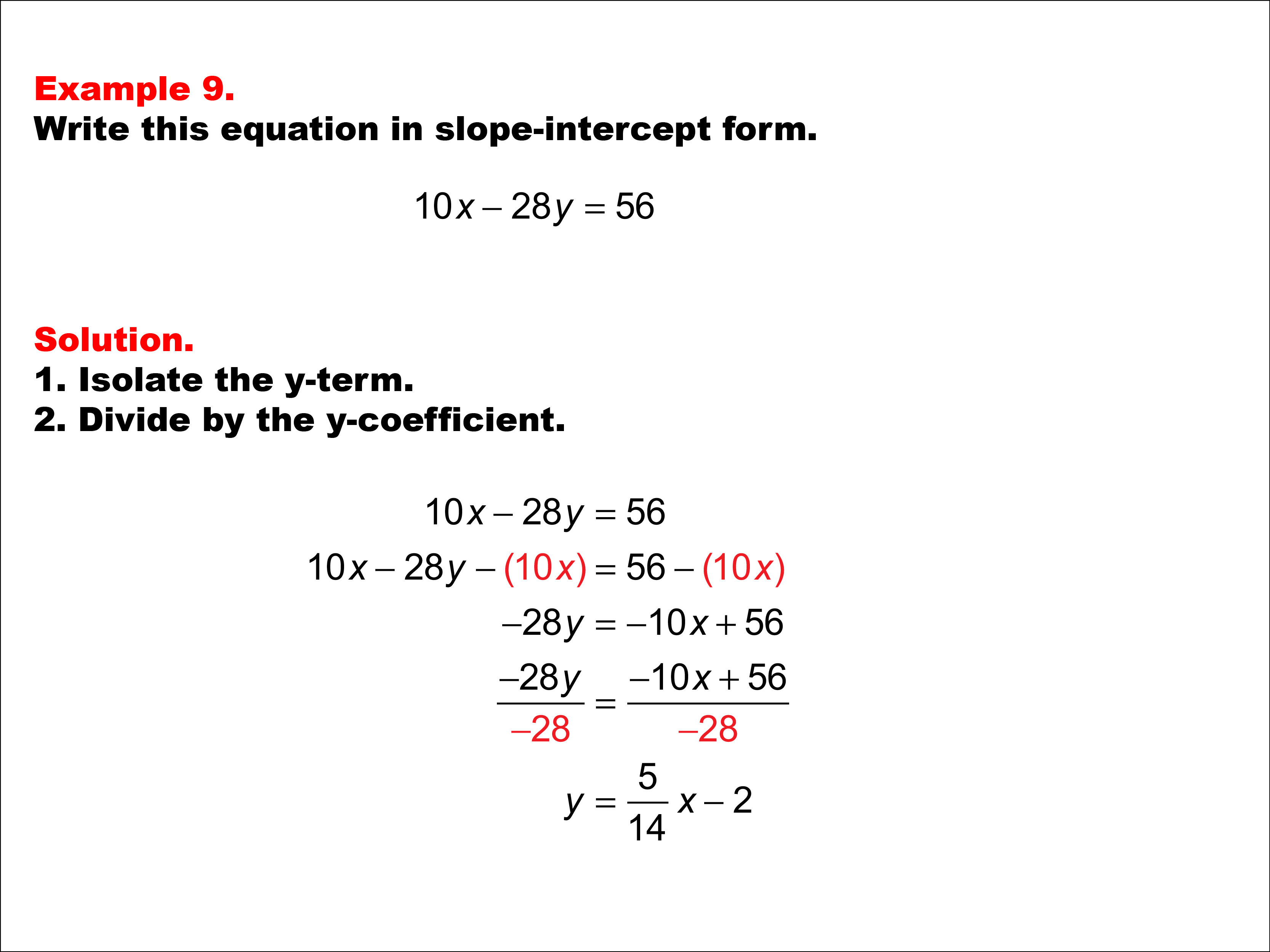 Math Example--Linear Function Concepts--Linear Equations in Standard Form: Example 9