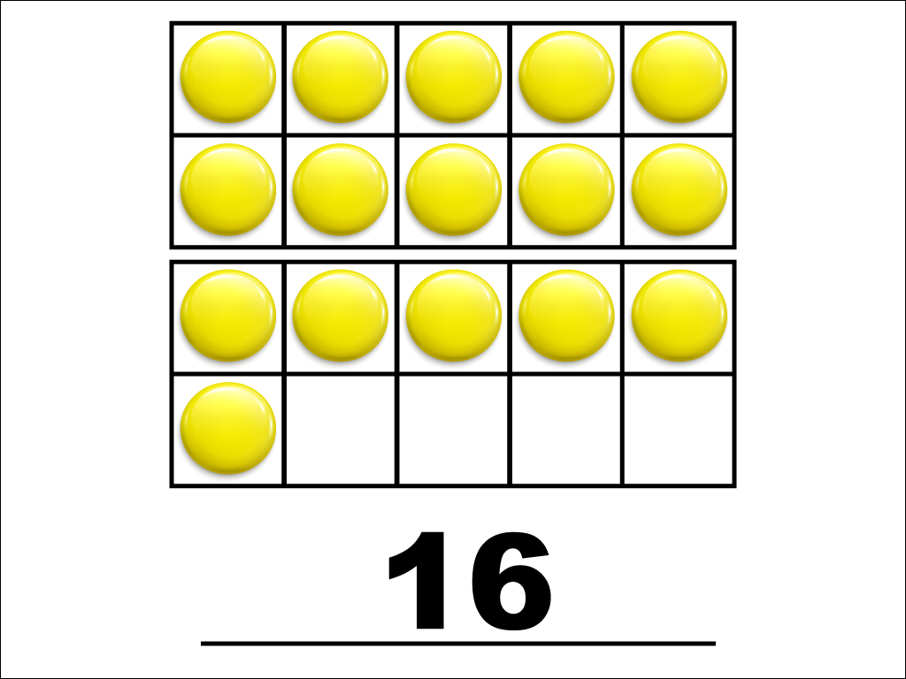Modeling 16 with yellow counters.