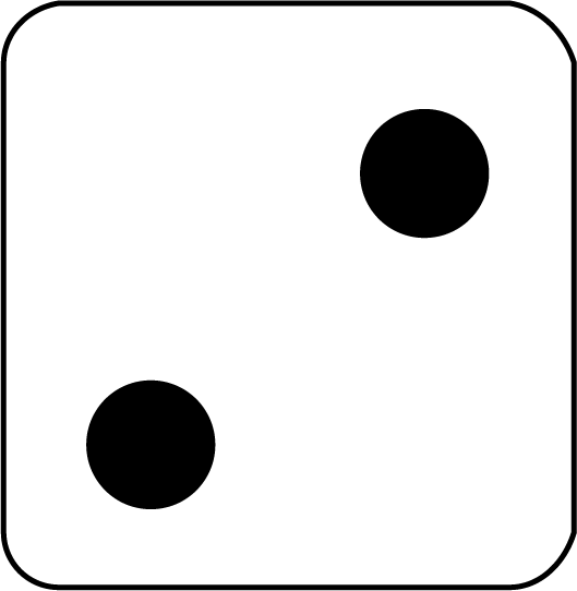 Single Die with the Number 2 Showing