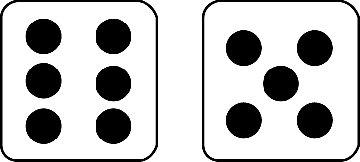 Two Dice Showing the Sum of 11