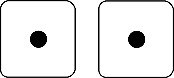 Two Dice Showing the Sum of 2