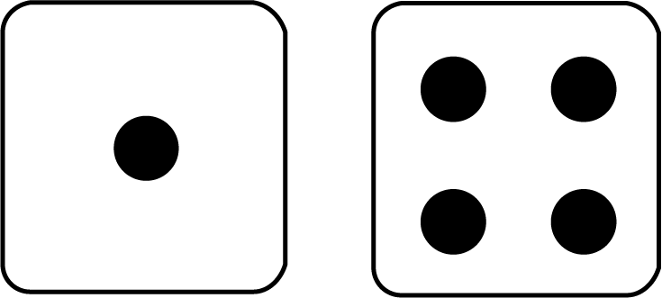 Two Dice Showing the Sum of 5, Version A