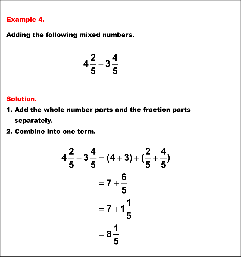 adding mixed fractions