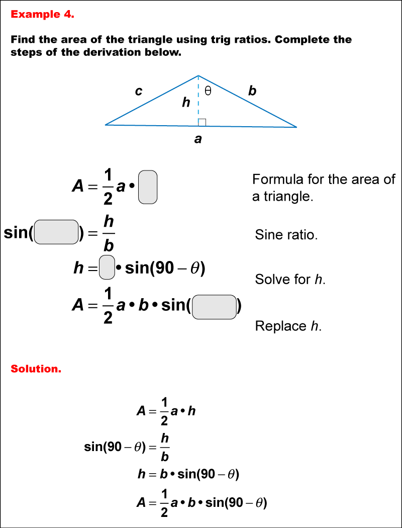 Math Example Area And Perimeter Triangular Area Using Trig Ratios Example 4 Media4math 3834