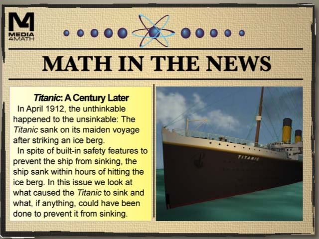 Math in the News: Issue 53--Titanic: A Century Later