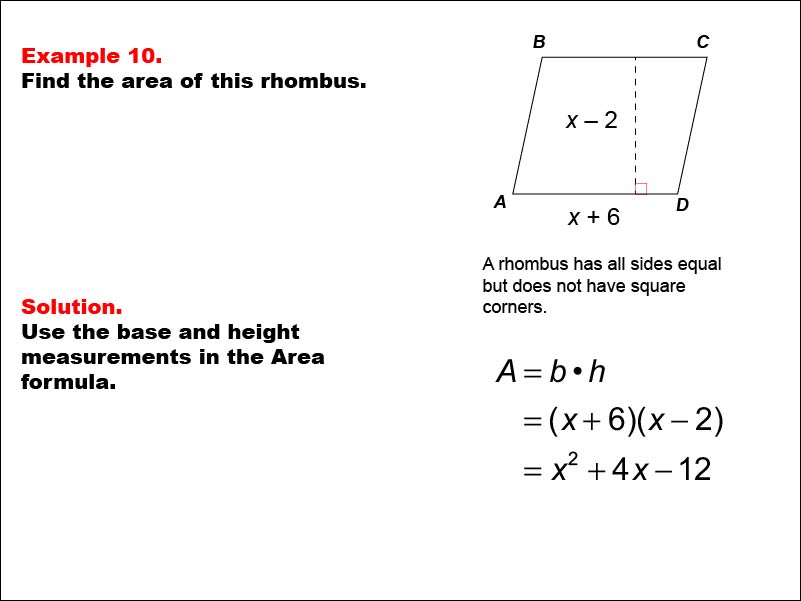 Math Example--Area and Perimeter--Quadrilaterals: Example 10