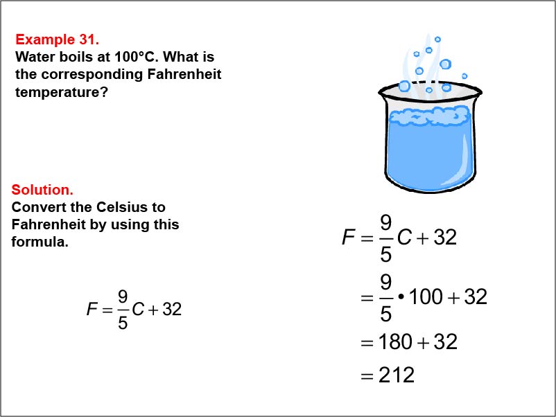 Ratios and Rates: Example 31. Dimensional analysis: Converting Celsius to Fahrenheit.