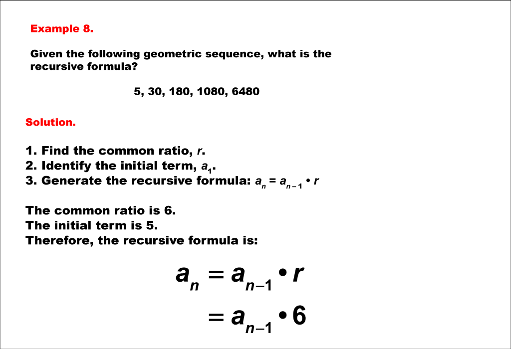 Math Example Sequences And Series Finding The Recursive Formula Of A 