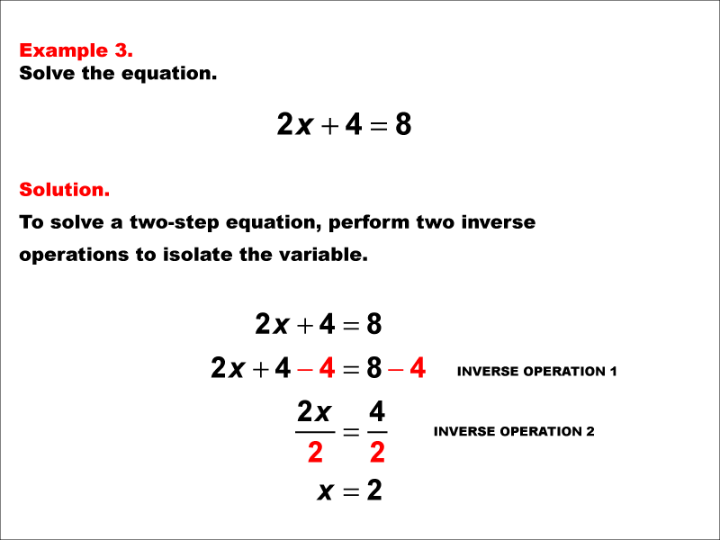 Math Example: Solving Two-Step Equations of the Form A X plus B equals C--Example 3
