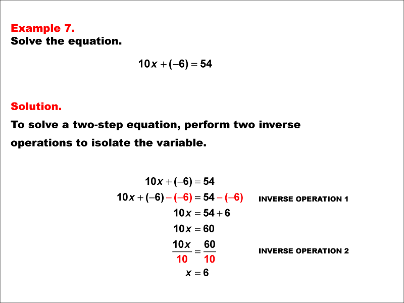 Math Example: Solving Two-Step Equations of the Form A X plus B equals C--Example 7