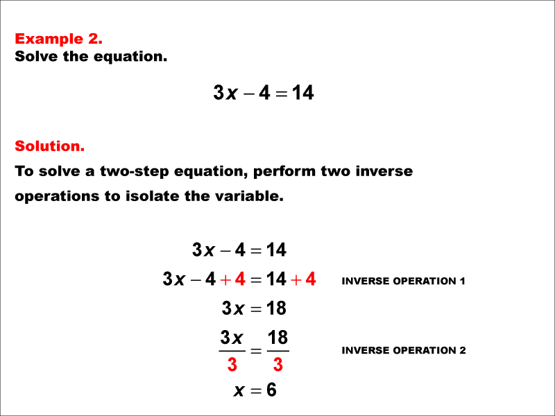 Math Example: Solving Two-Step Equations of the Form A X minus B equals C--Example 2