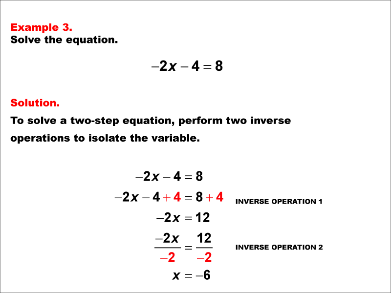 Math Example: Solving Two-Step Equations of the Form A X minus B equals C--Example 3