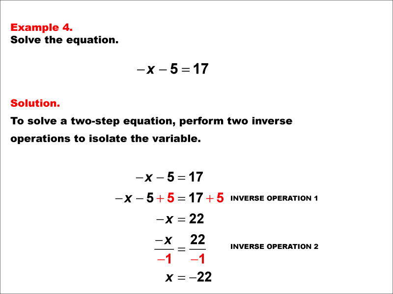 Math Example: Solving Two-Step Equations of the Form A X minus B equals C--Example 4
