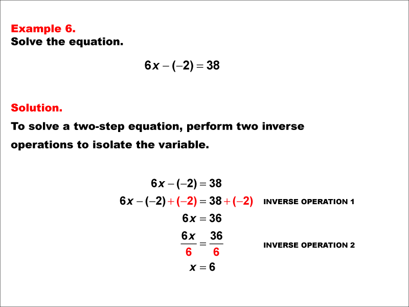 Math Example: Solving Two-Step Equations of the Form A X minus B equals C--Example 6