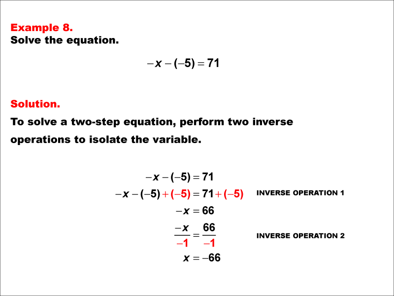 Math Example: Solving Two-Step Equations of the Form A X minus B equals C--Example 8