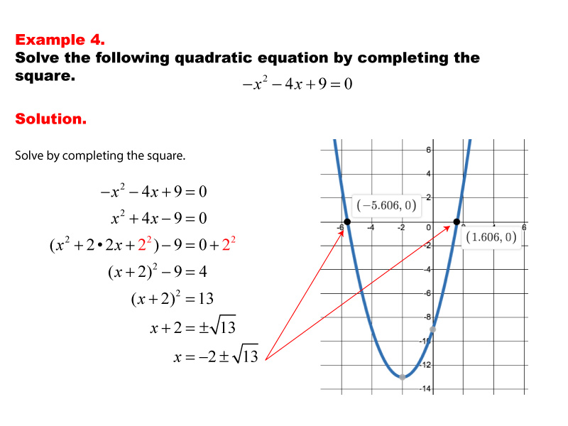 Math Example--Quadratics--Solving Quadratics by Completing the Square--Example 4