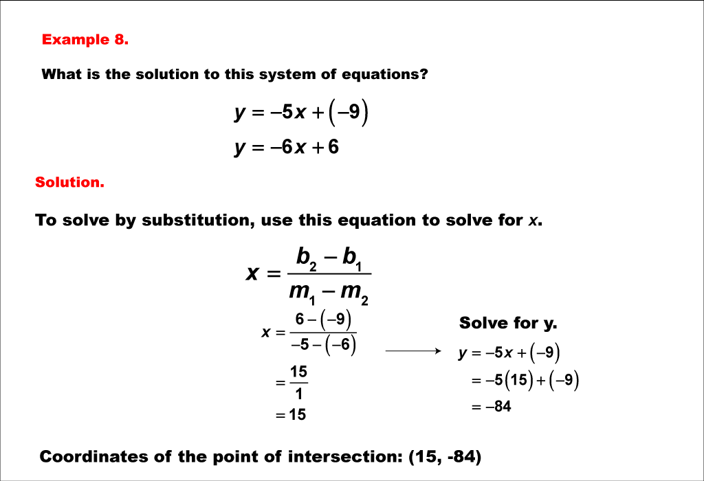 Math Example Systems Of Equations Solving Linear Systems By Substitution Example 8 Media4math 7582