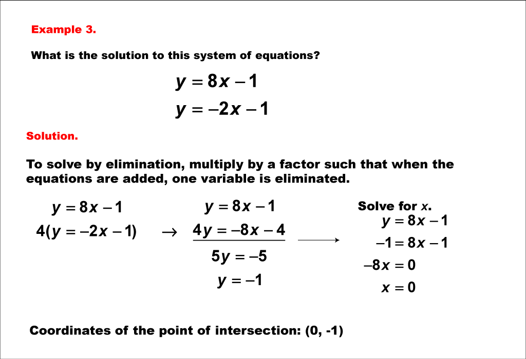 systems of linear equations and problem solving