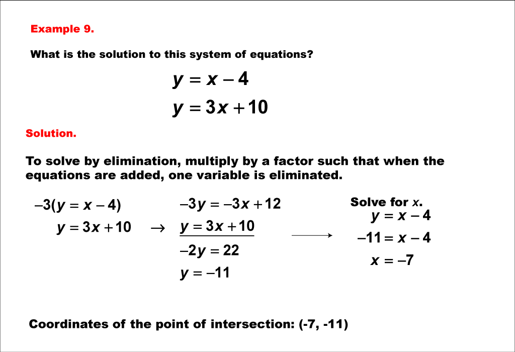 solving linear systems by elimination practice problems