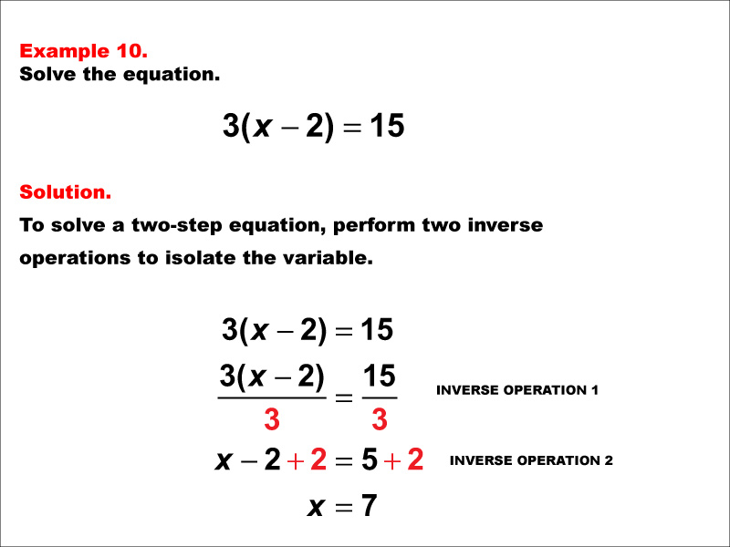 Math Example Solving Two Step Equations Example 10 Media4math 5077