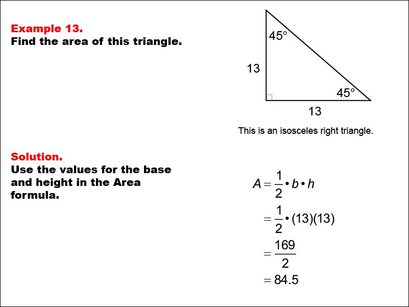 right isosceles triangle formula area