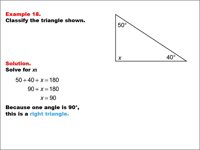 Right Triangle degrees 40, 50, 90