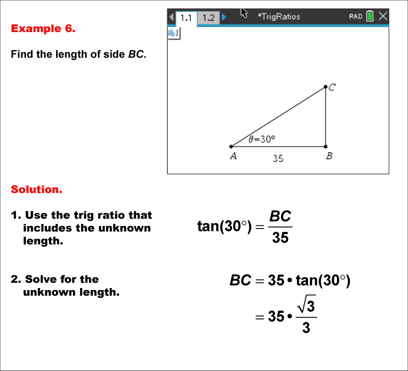 Math Example Ratios And Rates Trig Ratios Example 6 Media4math 6884