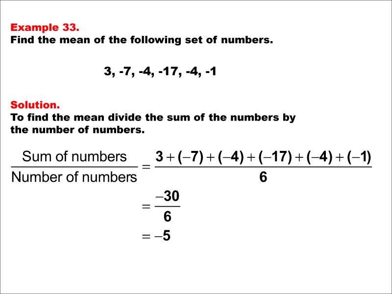 Math Example Mean Example 33 Media4math