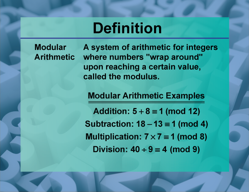 Video Definition 22--Primes and Composites--Modular Arithmetic | Media4Math