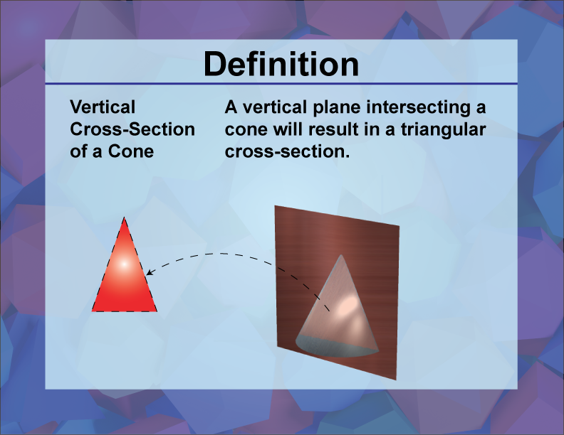 Video Definition 55--3D Geometry--Vertical Cross-Sections of a Cone--Spanish Audio