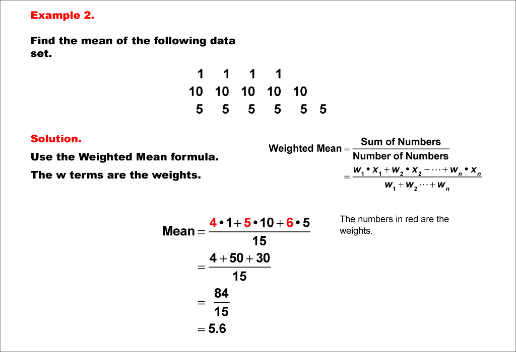 Student Tutorial Finding The Weighted Mean Media4Math