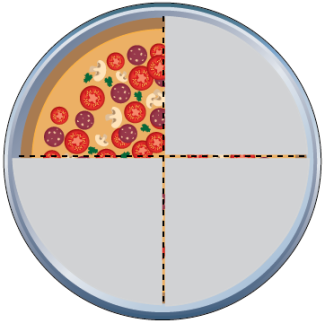 Math Clip Art--Equivalent Fractions Pizza Slices--One Fourth D