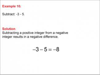 Math Example--Numerical Expressions--Subtracting Two Integers: Example 10