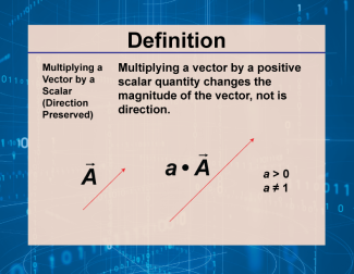 Definition--Vector Concepts--Multiplying a Vector by a Scalar (Direction Preserved)