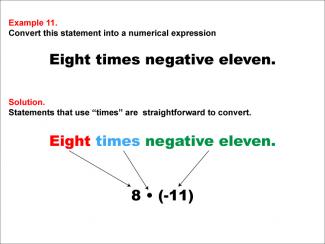 Math Example: Language of Math--Numerical Expressions--Multiplication--Example 11