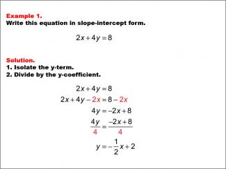 Math Example--Linear Function Concepts--Linear Equations in Standard Form: Example 1