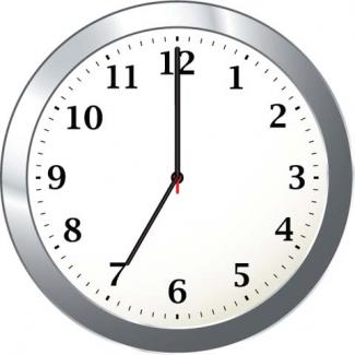 Math Clip Art--Clock Face Showing 7:00