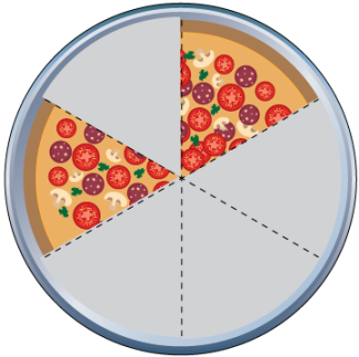 Math Clip Art--Equivalent Fractions Pizza Slices--Two Sixths G