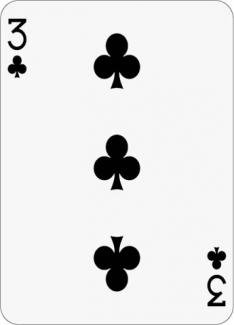 Math Clip Art--Playing Card: The 3 of Clubs