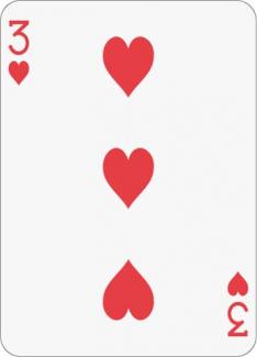 Math Clip Art--Playing Card: The 3 of Hearts