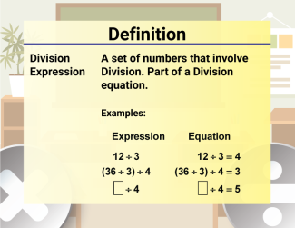 Math Video Definition 13--Multiplication and Division Concepts--Division Expression