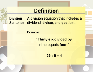 Math Video Definition 14--Multiplication and Division Concepts--Division Sentence