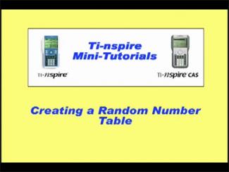 VIDEO: TI-Nspire Mini-Tutorial: Creating a Random Number Table