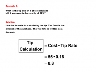 Math Example--Math of Money--Calculating Tips and Commissions--Example 2