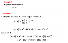 Math Example--Polynomial Concepts--Binomial Theorem: Example 5