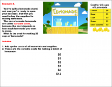 Math Example--Math of Money--Lemonade Stand--Example 2