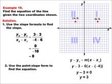 Math Example--Linear Function Concepts--The Equation of a Line Given Two Points: Example 19