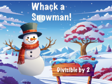 Interactive Math Game--Whack a Snowman, Even Numbers